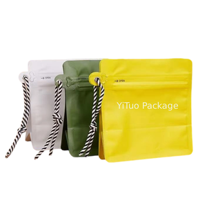 Emballage personnalisé Sac refermable en grains <span class=keywords><strong>de</strong></span> café à valve colorée 500G 250G 200G 100G Pochette debout à fond plat avec fermeture éclair avec lanière - Product Image 4