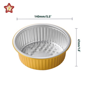 Conteneur en aluminium doré de qualité alimentaire recyclable de 520 ml, 620 ml, 720 ml avec couvercle, emballage alimentaire en métal, <span class=keywords><strong>vaisselle</strong></span> en aluminium - Product Image 1