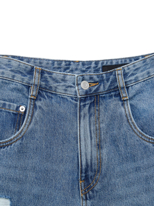 Quần Bò Hợp Thời Trang Quần Bò Ống Đứng Rộng Cạp Cao Cho Nữ Quần Nữ Đau Khổ Quần Bò Ống Suông Denim Dài Cho Nữ Cao - Product Image 6