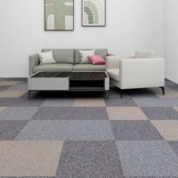 Dalles de moquette carrées 50x50cm à rayures grises unies, à boucles, rembourrées, lavables, écologiques et résistantes aux taches pour bureau et maison