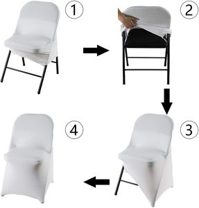 Housses de Chaise Extensibles Universelles Noires et Blanches, 1 Pièce, Unies, en Spandex Polyester, Protection pour Chaise Pliante, Salon, Mariages, Plage - Product Image 4