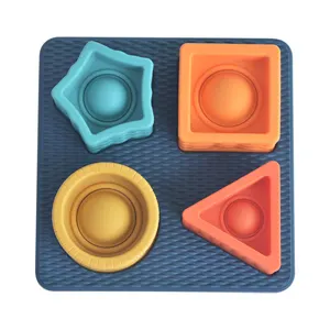 Maysun bán buôn trẻ em phổ biến bé mọc răng đồ chơi câu đố Platter BPA free Silicone bé Teether phân loại Xếp Chồng Đồ chơi giáo dục