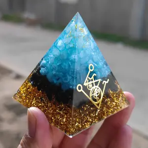 Grosir Ametis Buatan Tangan Energi Mata Harimau Resin Piramida Orgonit Kristal Piramida