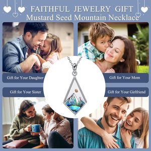 Ensemble de boucles d'oreilles et collier en acier inoxydable avec motif grain de moutarde |   La foi fait déplacer les montagnes Bijoux |   Cadeau chrétien inspirant pour femmes - Product Image 2