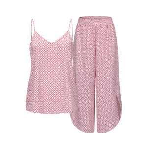 Pigiama di moda estiva di colore rosa pigiama Slip Slip Top con spacco laterale lungo pigiama Set pigiama - Product Image 1