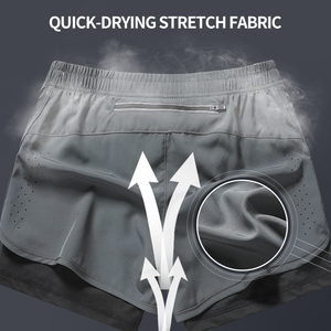 Celana Pendek Olahraga Pria Elastis Tinggi Cepat Kering 2 in 1 untuk Jogging, Gym, dan Lari Maraton - Product Image 4