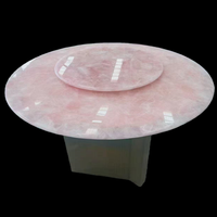 Table à manger ronde en quartz rose naturel, comptoir de cuisine en marbre rose, décoration de meubles de salon