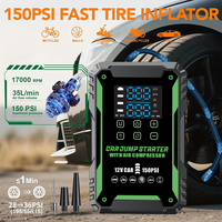 Démarreur de voiture portable 6 en 1 avec compresseur d'air, démarreur 3000A, batterie externe, booster de batterie de voiture