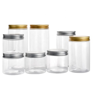 100ml 150ml 200ml 250ml 300ml clear amber black PET plastic cosmetic cream jar with plastic aluminum lid