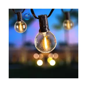 Luzes de corda conectáveis à prova d'água para jardim de natal G40 para exterior, luminária Globe para pátio de 25 pés com 25 lâmpadas Edison de vidro