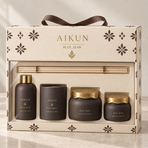Aikun, Bajo MOQ, Respuesta Rápida, Set de Difusor de Aroma de Vidrio Redondo de 100 ml con Vela, Caja Floral con Logotipo en Relieve, Cualquier Aroma Duradero para Tiendas de Regalos - Product Image 3