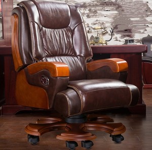 Hochwertige Büromöbel Leder-Drehstuhl mit Liegefunktion Chefsessel <span class=keywords><strong>Massage</strong></span>-Bürostuhl mit Fußstütze - Product Image 4