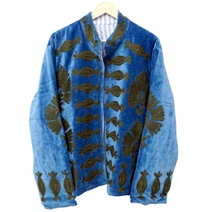 Wholesale Handmade Embroidered Velvet Jacket | Reversible Boho Colorful Nature Floral Stripe Butterfly Casual Eco-Friendly - Product Image 1