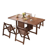Ensemble de table à manger rectangulaire en bois moderne, chaises pliantes télescopiques (4), écologiques, durables, pour hôtel, maison, appartement, atelier