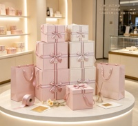 Boîte cadeau de luxe en papier gaufré, grande, portable, de qualité supérieure, ensemble de 5 pièces, boîte cadeau cosmétique avec ruban et nœud, emballage cadeau