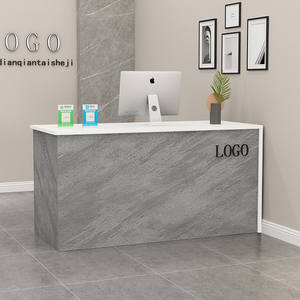 Comptoir d'accueil commercial en bois, minimaliste et moderne, à installation amovible, pour magasin de vêtements, salon de beauté, hôtel, salon de thé au lait - Product Image 2