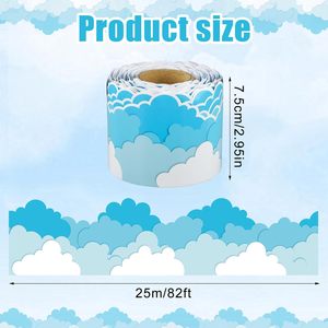 Cielo azul Nubes Aula Borde Rollo Nubes blancas Forma Tablón de anuncios Decoraciones Cielo festoneado Nube Troquelado Bordes Trim - Product Image 6