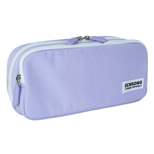 Custom Lavender Double Layer Large Capacity Pencil Case with Mesh Pocket, Aesthetic <b>School</b> Stationery Pouch for Girls, OEM Facto - Product Image 2