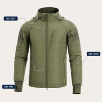 Veste tactique camouflage personnalisée pour homme, chasse en plein air, col montant, multi-poches, patch Velcro, logo OEM, vente en gros, usine