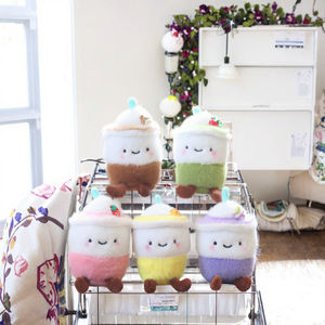 Peluche de 13 cm, suave, con forma 3D, estilo dibujos animados, de té de burbujas Boba, frutas y café con leche, con luz, para llavero y colgante de bolso - Product Image 3