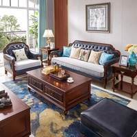 American Vintage Vollkorn-Sofa garnitur aus gewachs tem Leder Massivholz Echtes Leder für Wohnzimmer Villa Möbel Schwamm wohnungen