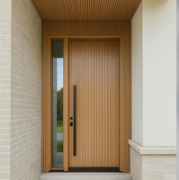 Porte d'entrée double en bois massif à arche personnalisée, porte extérieure européenne en bois double avec vitrage pour villa