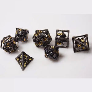 لعبة أحجار النرد السوداء والراتنج بالجملة بالجملة ، أحجار النرد السوداء متعددة السطوح من البلاستيك والمعادن ، مجموعة النرد متعددة السطوح - Product Image 6