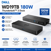   Station d'accueil WD19TB Thunderbolt 3 Type C avec adaptateur secteur 180W pour ordinateur portable