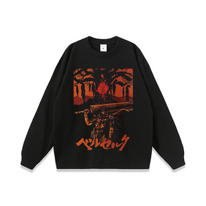 Camiseta de Algodón Estilo Urbano, Estampado de <span class=keywords><strong>Anime</strong></span> Japonés Harajuku, Lavada, de Manga Larga, Transpirable, Holgada, para Hombre y Mujer, Estilo Hip-Hop Urbano - Product Image 5