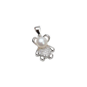 S925 Silver Bear Pendant with 7mm Pearl Female Shoulder <b>Jewelry</b> Empty <b>Tray</b> DIY Accessories Semi Finished Components - Product Image 5