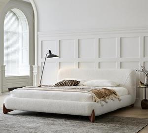 Style nordique Boucle tissu Art <span class=keywords><strong>lit</strong></span> chambre meubles crème chez l'habitant sol <span class=keywords><strong>lit</strong></span> moderne meubles rembourrés en bois massif <span class=keywords><strong>lit</strong></span> <span class=keywords><strong>double</strong></span> - Product Image 3
