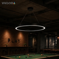 PR3680100 Luminaire suspendu rond moderne à LED, lustre en aluminium, lampe suspendue pour salon, salle à manger, hôtel, bureau