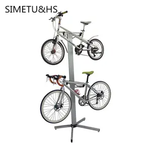 SIMETU&HS-Cycle Aluminum Bike Stand Bicycle Rack Storage or Display Holds Two Bicycles