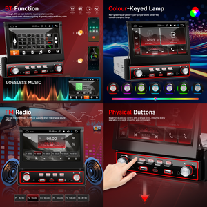 Autoradio Podofo Single Din avec écran tactile HD de 7 pouces, lecteur MP5 pour <span class=keywords><strong>voiture</strong></span>, rétractable, USB/Type-C/BT/EQ FM MIC, universel OEM ODM - Product Image 3