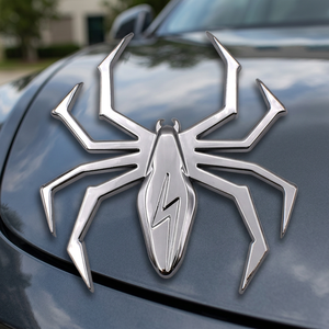 Hanwell Lightning Chrome Spider <b>Decorative</b> <b>Plate</b> Emblem-MetalHead Collection 3.3x3.3 Inches 2mm Thick - Product Image 2