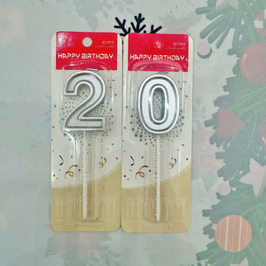 Bougie en cire de paraffine faite à la main argentée numérique 0~9 pour anniversaire, Nouvel An, fête, décoration de gâteau, mariage, fête d'enfants - Product Image 2