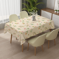 Nappe rectangulaire beige à motifs floraux RNPT, nappe en PVC, nappe anti-taches, nappe protectrice pour les fêtes et les anniversaires