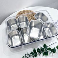 Snackle Box Conteneur En Acier Inoxydable 8 Compartiment Divisé Plateau De Service Snack Avec Couvercle Et Poignée Snack Plateaux Organisateur