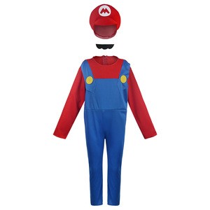 Disfraz de Mario Luigi para Niños, Disfraz de Super Mario, Disfraz de Juego de Rol, Rojo Verde, Poliéster, Otoño 2022 - Product Image 2