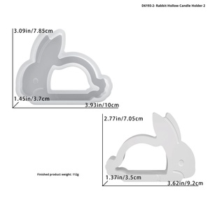 Moule en silicone DIY pour bougeoir creux Lapin de Pâques, décoration en plâtre, moderne et simple - Product Image 6