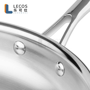 LECOS Vente en gros Poêle à frire en acier inoxydable 304 de haute qualité Batterie de cuisine coréenne à trois plis Sartènes Poêle à induction Poêle à frire - Product Image 5