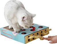 Jouet interactif de chasse et de grattage pour chats - Design souris Whack-a-Mole, 5 trous, jouet d'exercice automatique en carton, motif dessin animé