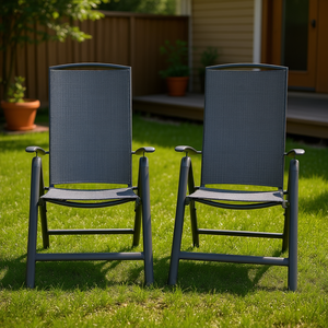 Sillas de Patio Reclinables con Marco de Aluminio, Respaldo Alto Ajustable, Silla Plegable para Jardín Exterior, Tela de Poliéster, Estilo Contemporáneo - Product Image 2