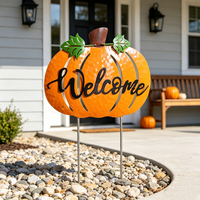 Panneau métallique d'extérieur Citrouille pour la récolte d'automne, décoration de jardin et pelouse, OEM ODM bienvenus