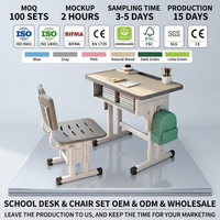 Meubles scolaires en métal modernes et durables en gros, bureaux et chaises pour étudiants, réglables en hauteur, ensemble table et chaise écologique pour la maison et le bureau
