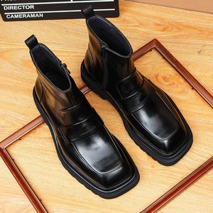 Botas para hombre - Diseño italiano, botas de cuero cómodas y de alta gama, zapatos casuales de caña alta, antideslizantes, duraderas y resistentes al desgaste - Product Image 4