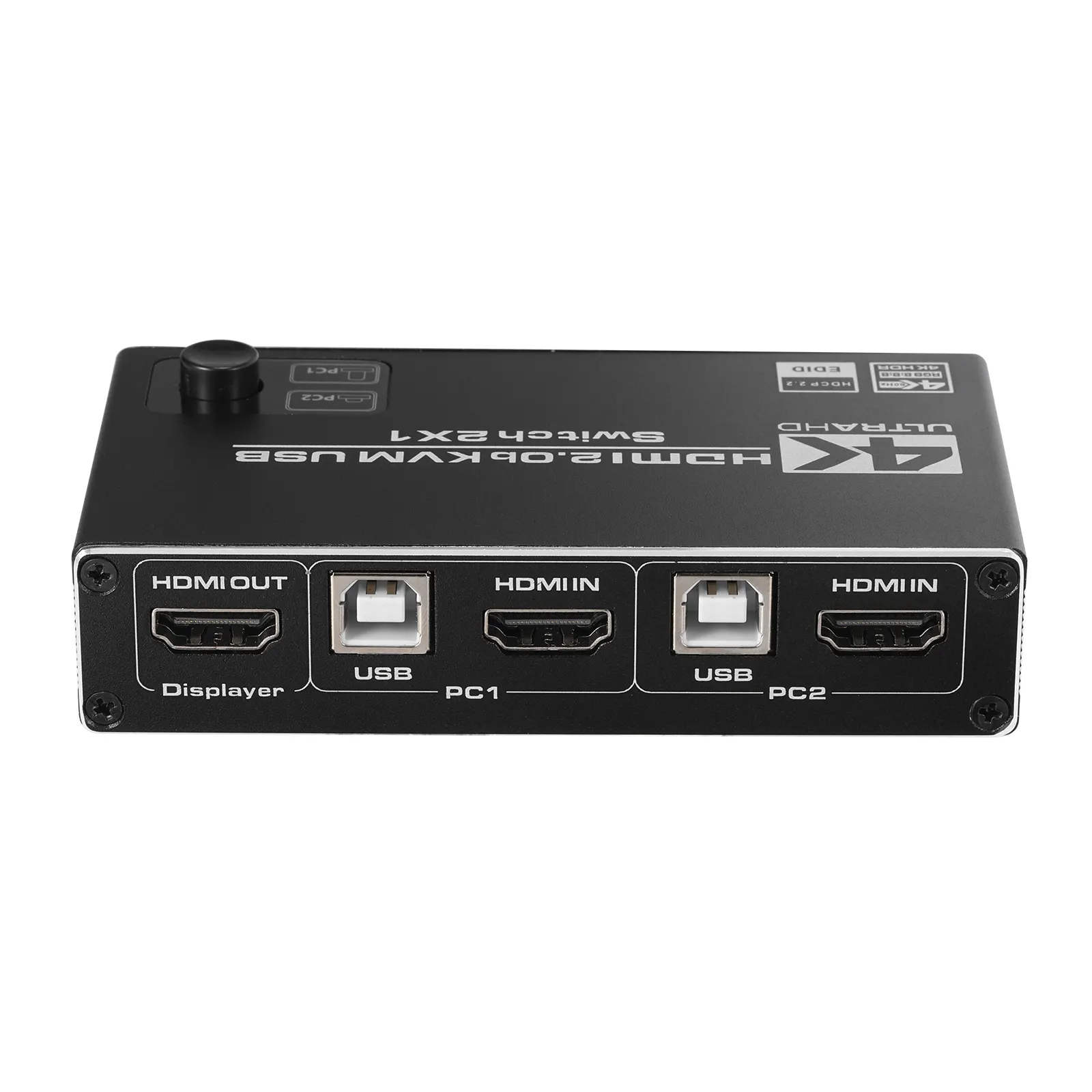 2 포트 USB HDMI KVM 스위치 4K @ 60Hz RGB/YUV HDR HDMI 2.0 스위처 2X1 지원 키보드 마우스 프린터