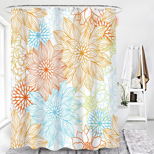 Cortina de <span class=keywords><strong>ducha</strong></span> de baño de plantas tropicales verdes impresas en 3D Pantalla de baño de poliéster impermeable con diseño de hoja de impresión Digital - Product Image 4