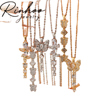 Collier pendentif papillon Gaovo en acier inoxydable plaqué or 18 carats avec chaîne longue et zircon cubique, bijou de mode quotidien pour femme, cadeau