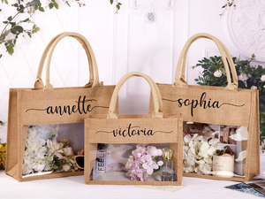 Personalized Custom Bridal Shower Party Gift <strong>Bridesmaid</strong> Tote <strong>Bags</strong> <strong>Wedding</strong> Welcome PVC <strong>Bags</strong> Jute Tote <strong>Bag</strong> <strong>for</strong> Gifts - Product Image 4